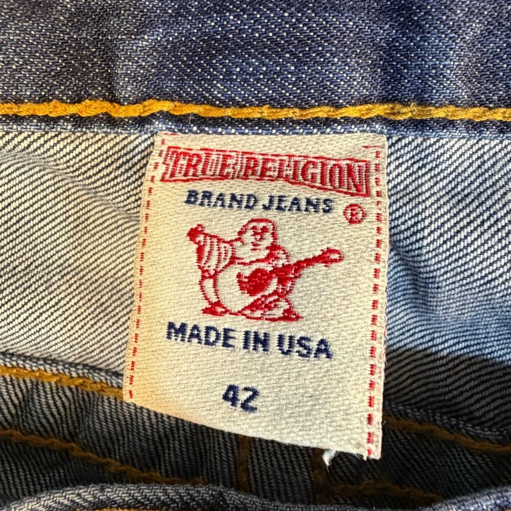 True Religion Jeans Mens 42x27 Ricky Blue Straight Leg Made in USA EUC